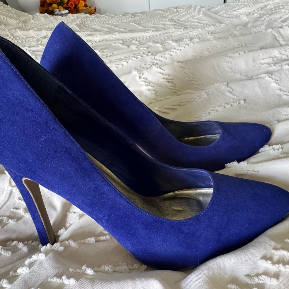 Elegant Blue Suede Women's Heels